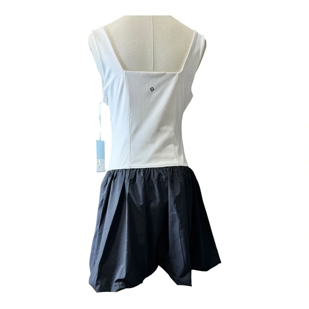 NWT Antonio Melani Bubble Hem Romper Skort Dress Black White Size M